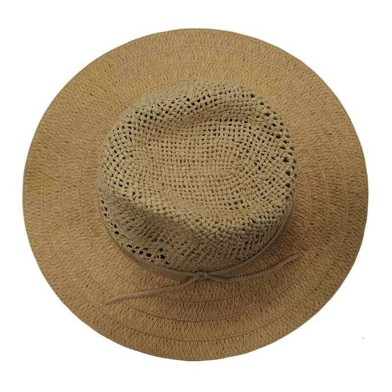 Women Ladies Outdoor Vacation Wide Brim Summer Natural Flower Pattern Woven Handmade Beach Hollow Out Crochet Boater Straw Hat