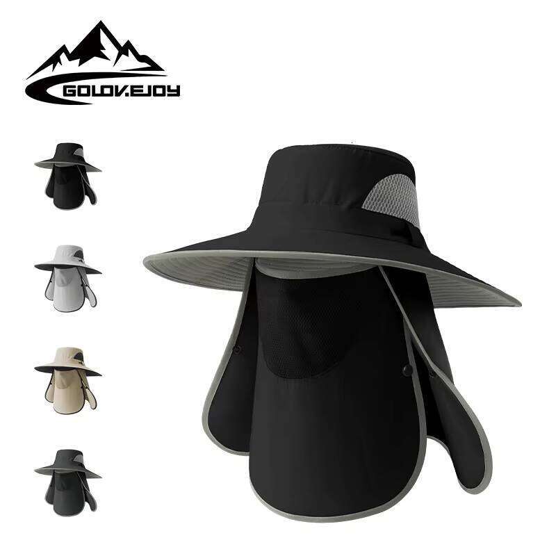 GOLOVEJOY XMZ273 Men Outdoor Fishing Summer Sun Protection Face and Neck Cover Breathable Fisherman Bucket Hat