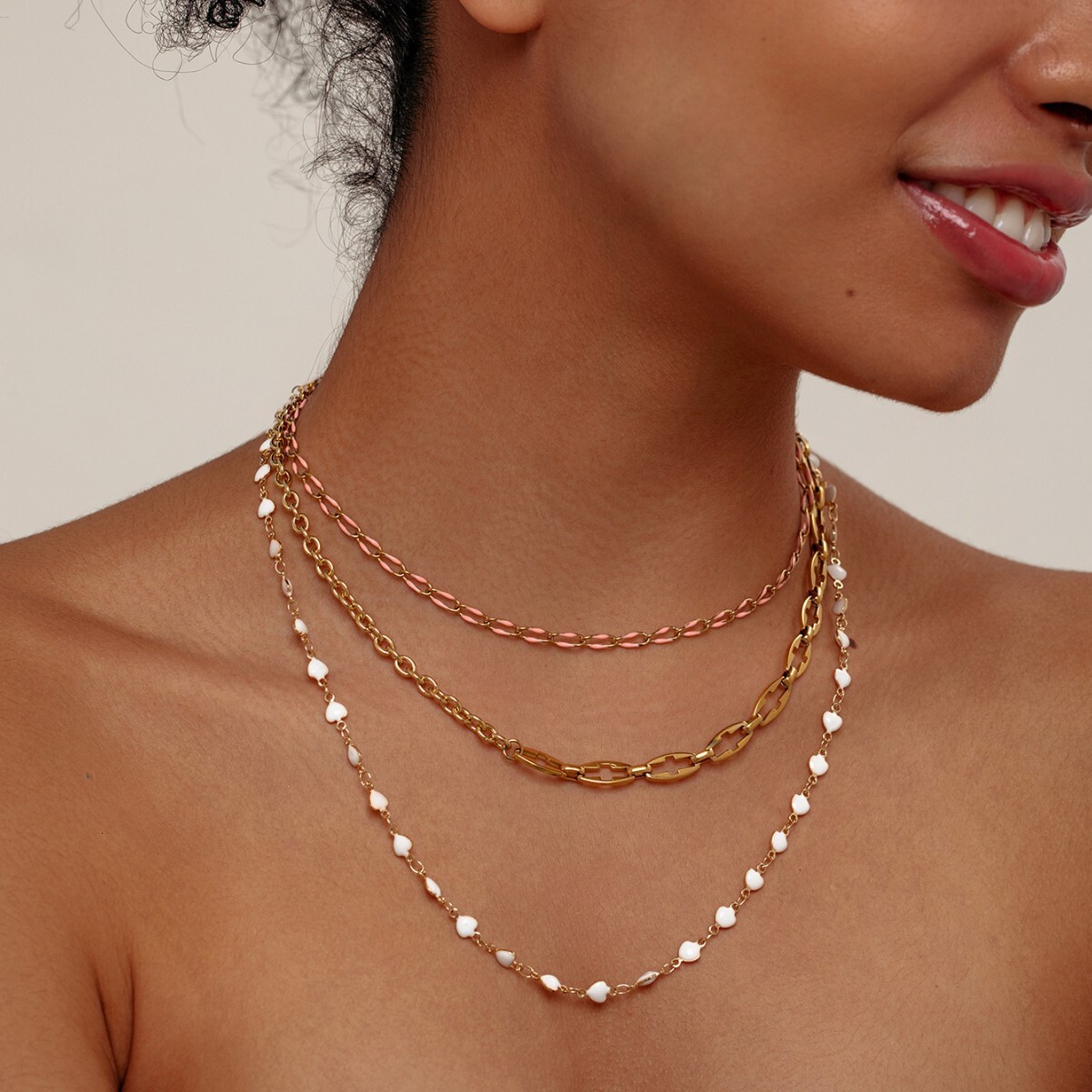 Trendy Vacation Bohemian Style Collarbone High-end Sense Elegant Stainless Steel Gold-plated Color-retaining Necklace