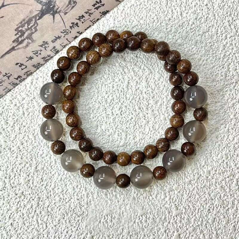 Half City Landscape New Chinese Gold Thread Beaded Sandalwood Double Layer Ancient Style 2024 Versatile Bracelet designer bag