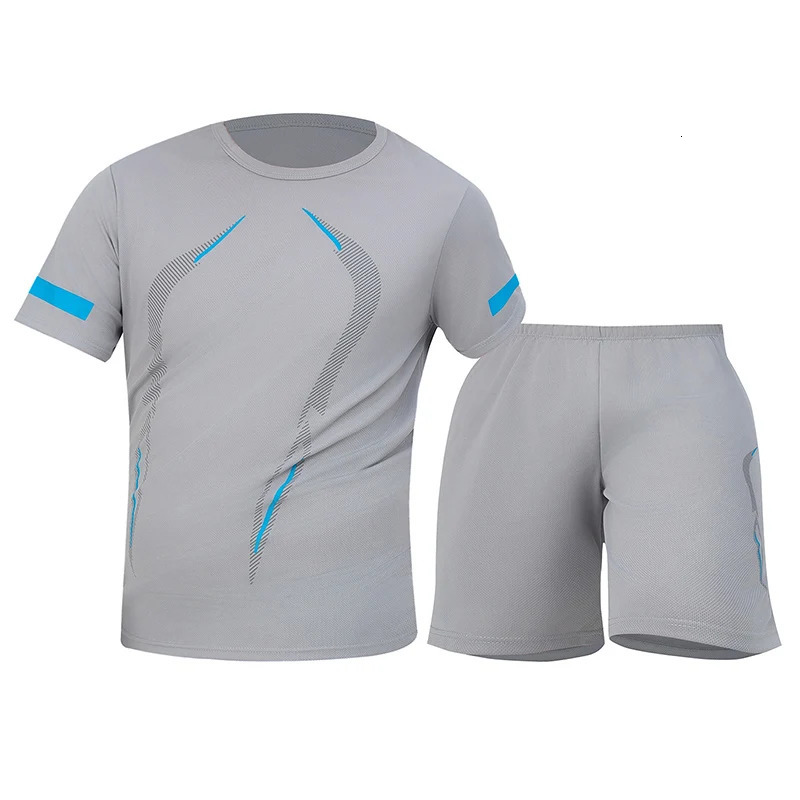 24 Pcs Mens Quickdrying Sports Fashion Suit Loose Plus Size Breathable Short Sleeve Joker Running Fitness And Leisure Shorts 250530