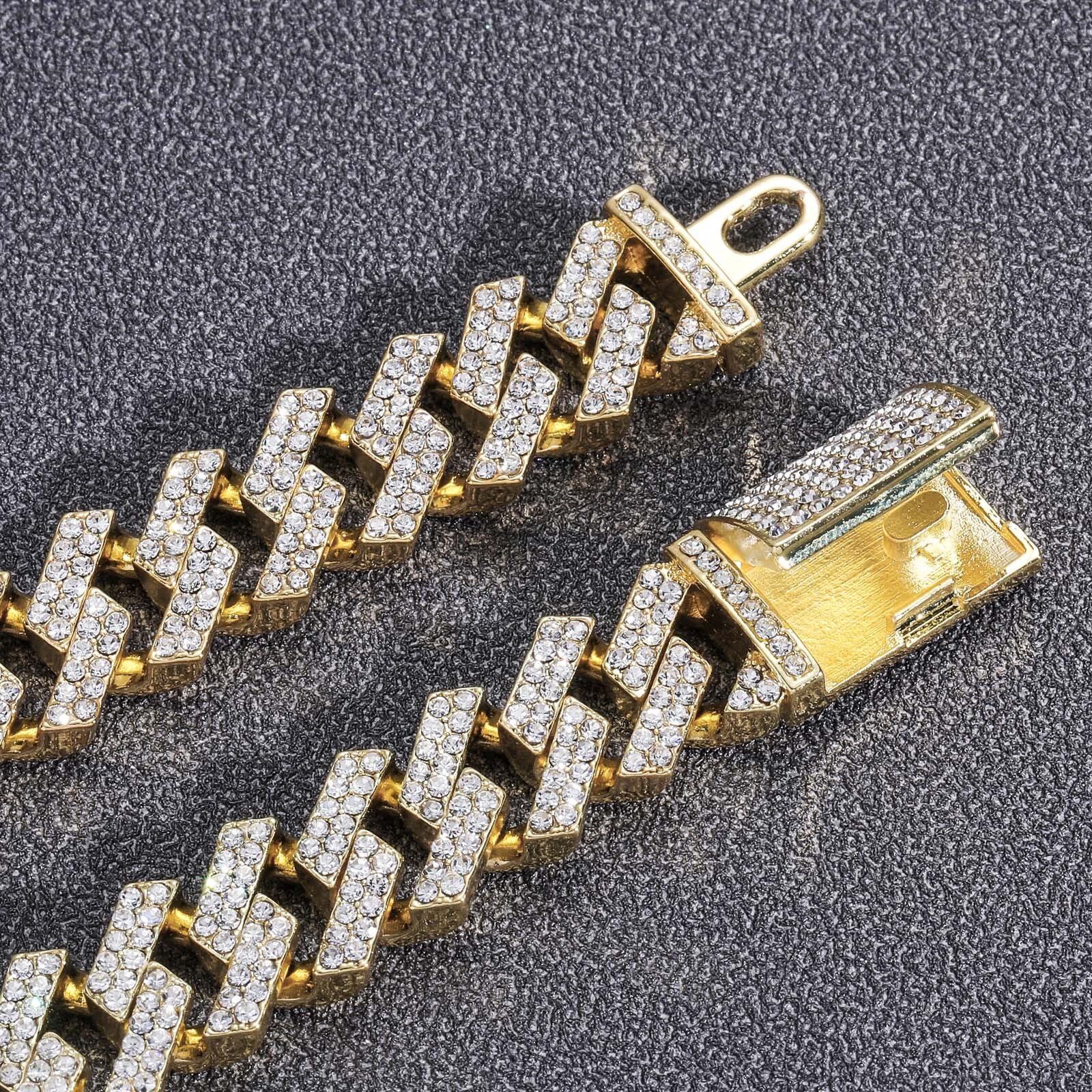 Bracelet hip hop 15mm diamond Cuban chain Moissanite diamond inlaid mens cool hip hop Bracelet moissanite
