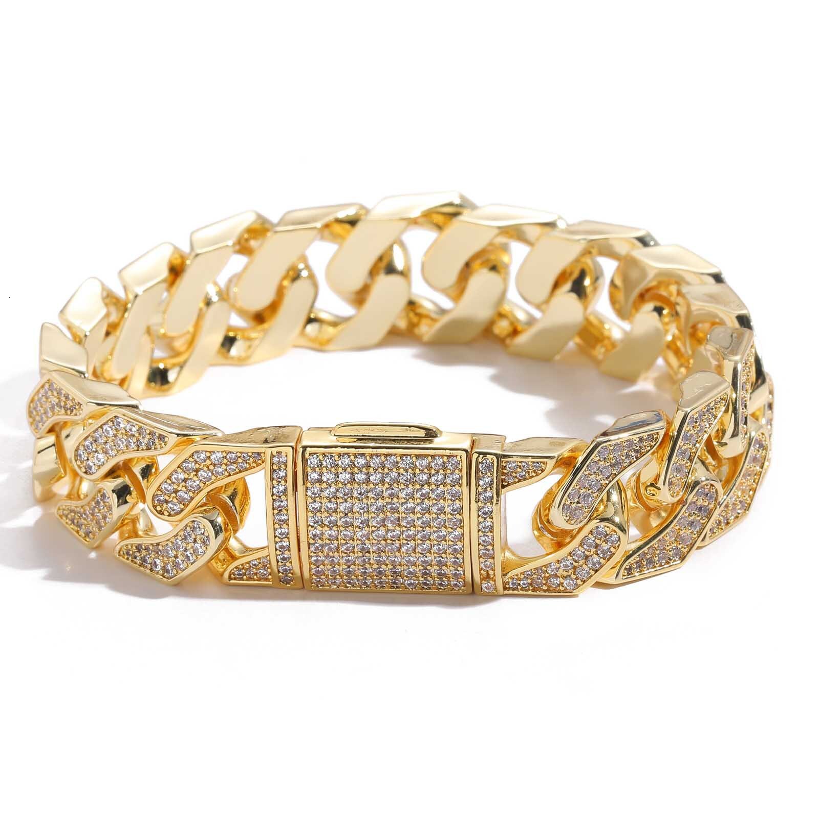 Hip Hop Bracelet 16mm Cuban Chain Geometric Full Moissanite Mens Personalized Hip Hop Jewelry moissanite