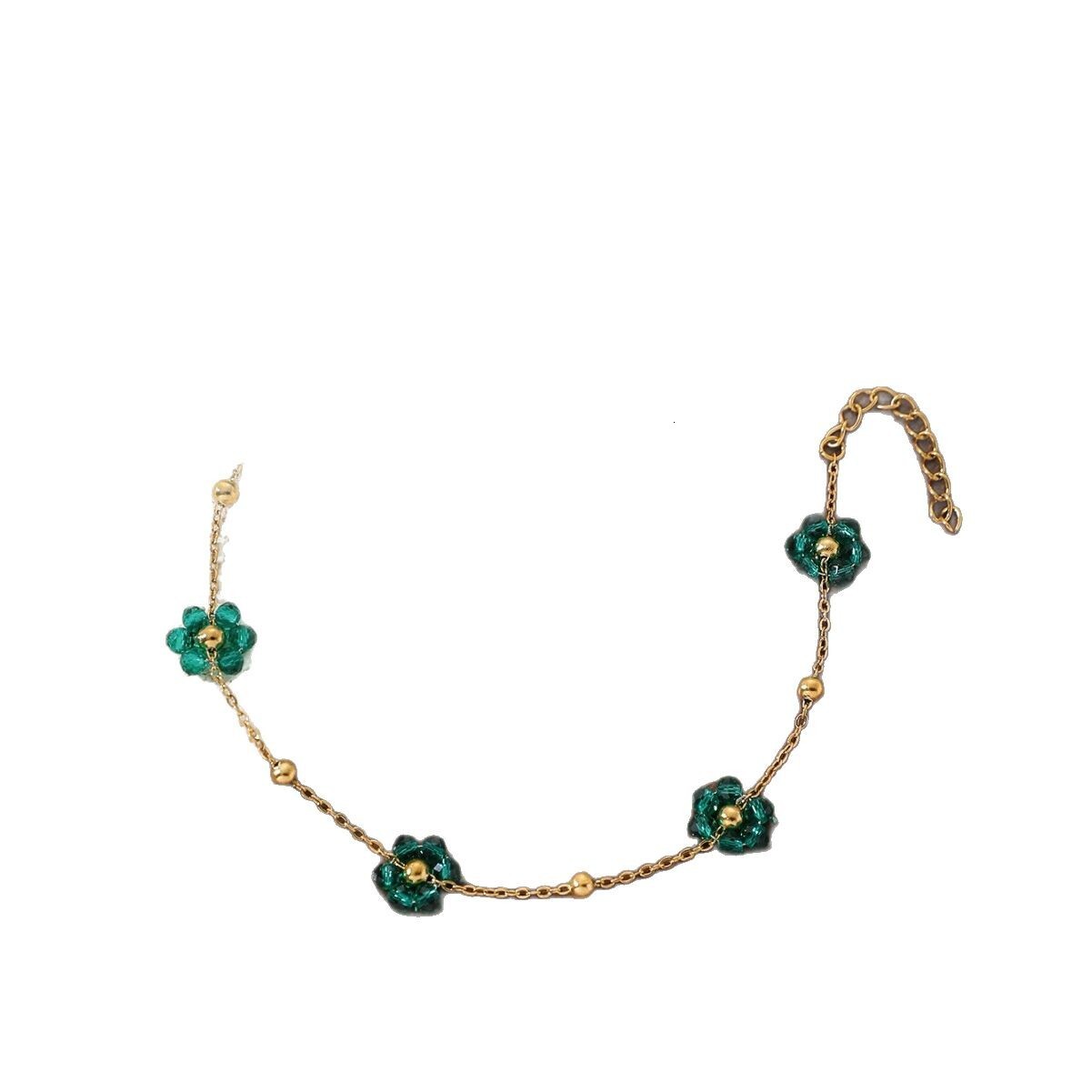 Bracelet for Women Gold-Plated Cute Fresh Crystal Small Flower Titanium Steel Jewelry