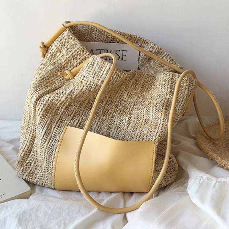 designer Ins Retro Woven Tote Vacation Straw Shoulder Bag Large Capacity Crossbody Shopping Bag Beach Bag Mother Bag