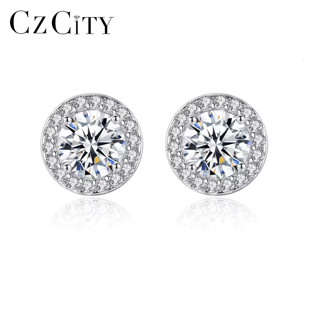 CZCITY Beautiful 925 Silver Moissanite Gra VVS Diamond Trendy Fancy Jewelry Earing for Girl S925 Earring