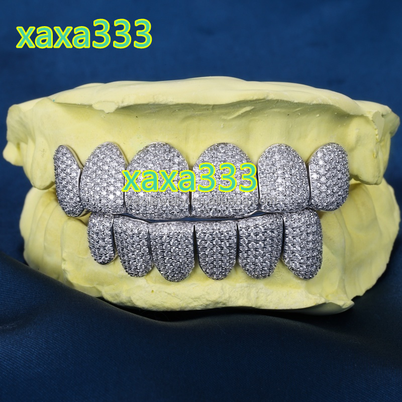 Custom TOP 6 and BOTTOM6 S925 Silver 10K 14K Solid Gold Grillz Iced Out VVS Moissanite Lab Grown Diamond Grillz for Men Women