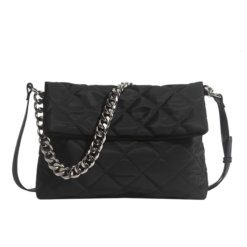 designer Korean Style High-End Thick Chain Small Square Bag for Women, Autumn and Winter Fashion Large Capacity Tote Bag, Oxford Fabric Niche Crossbod