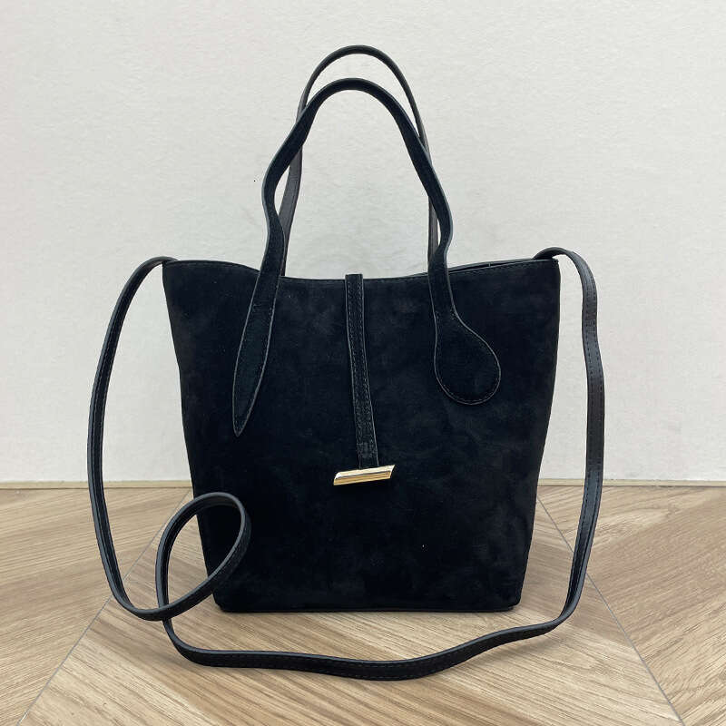 French Niche Autumn Winter New High end Melard Matte Basket Genuine Leather Handbag Crossbody Bucket Bag