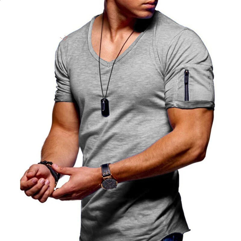 Summer Top Quality Hip Hop T Shirt Men Solid Color n V-neck T-shirt Casual Classic Mens Clothing Tops Tee Shirt Men 250530