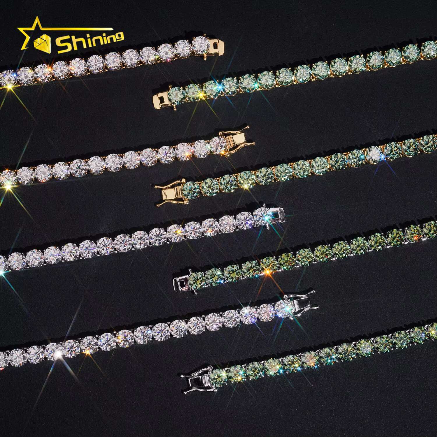 GRA Hip Hop Jewelry 925 Sterling Silver Brilliant Cut VVS 6.5mm Diamond Iced Out Moissanite Tennis Chain Fashion Necklaces