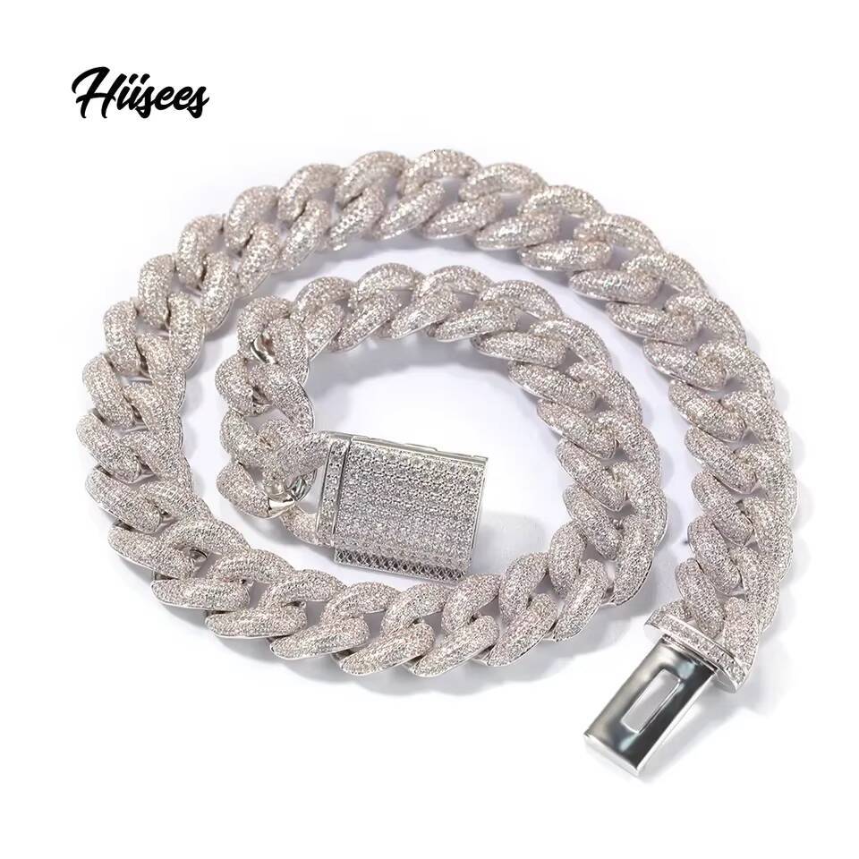 20mm necklace, high-quality pearl boy paving zircon bubbles, Miami Cuban chain rock jewelry