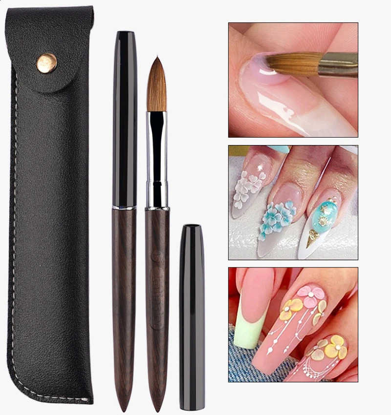 100% Kolinsky Acrylic Nail Brush Purple Sandalwood Handle Crimped UV Gel Carving Pen Brush Liquid Powder DIY Nail Drawing 250528