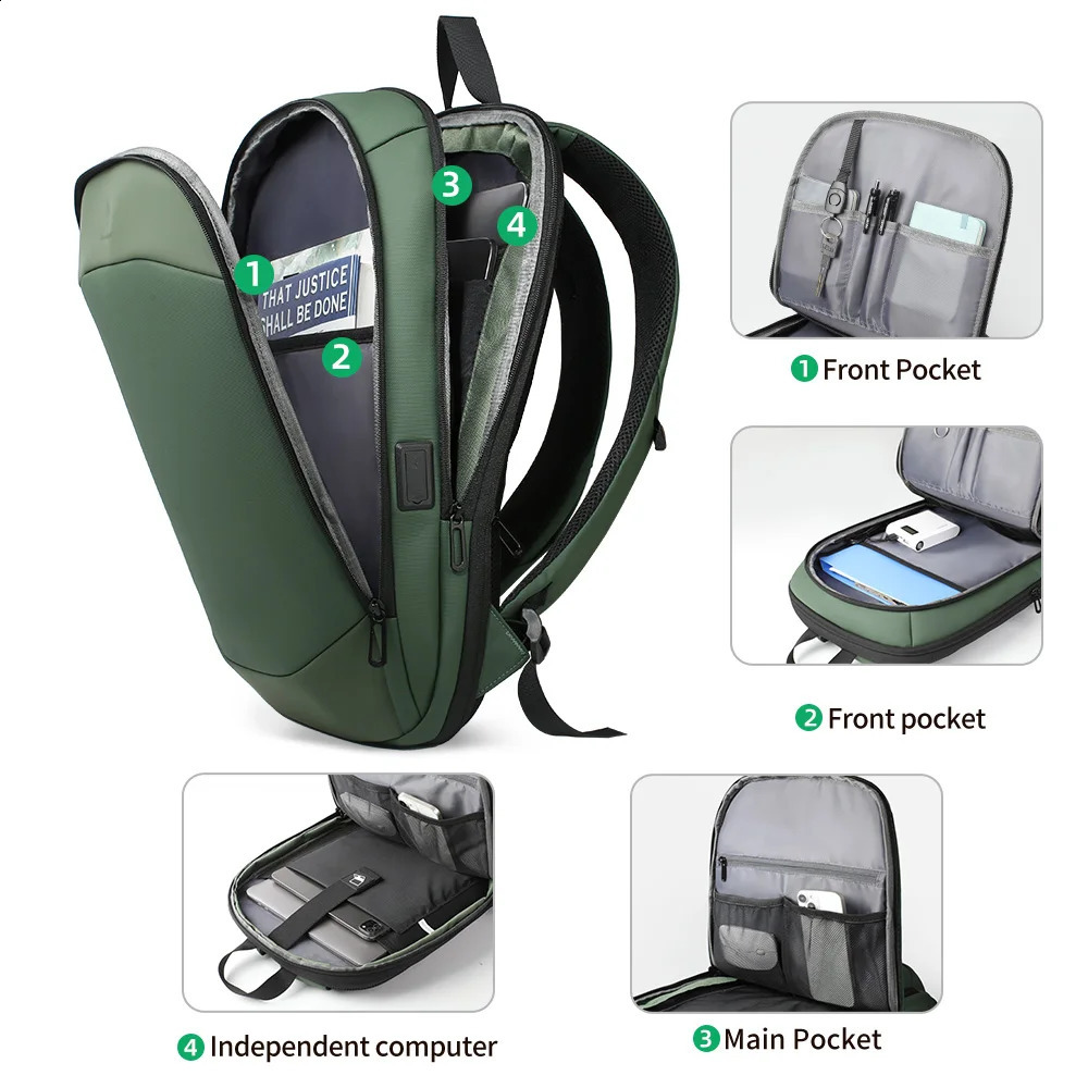Heroic Knight Business Mens Backpack Waterproof 17.3 Laptop Casual Bag USB Charging Expandable Travel Pack For Women YKK Zipper 250530