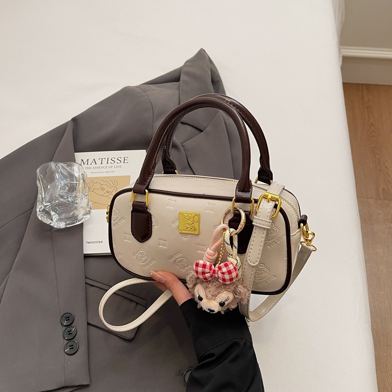 New color blocked women's handbag embossed bowling bag French multifunctional crossbody bag designer women's shoulder bag