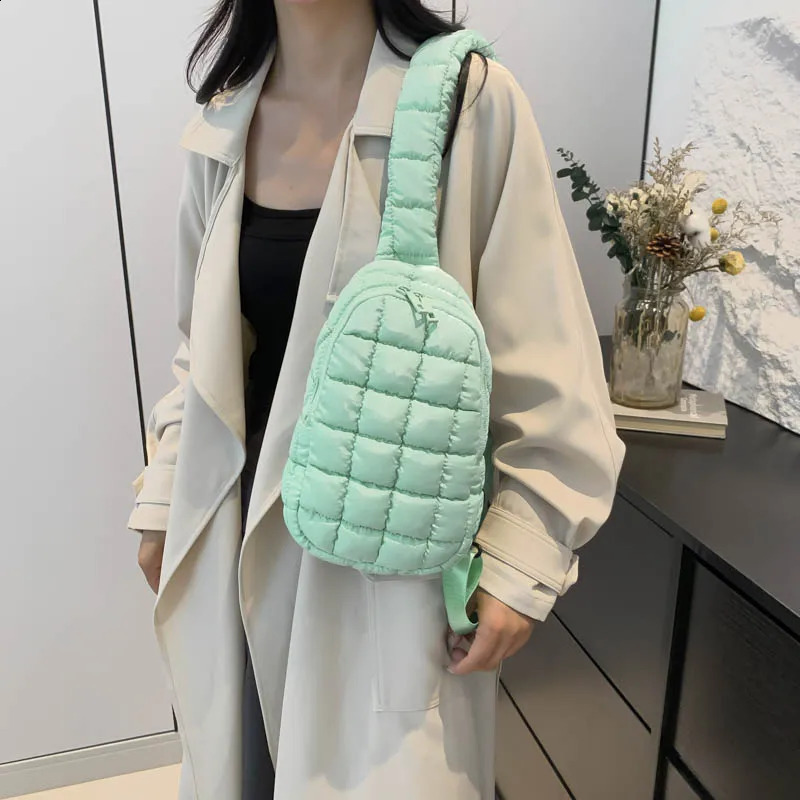 Women Padding Crossbody Bag Adjustable Strap Plaid Quilted Bag Large Capacity Simple Shoulder Bag Female Commute Bag 250528