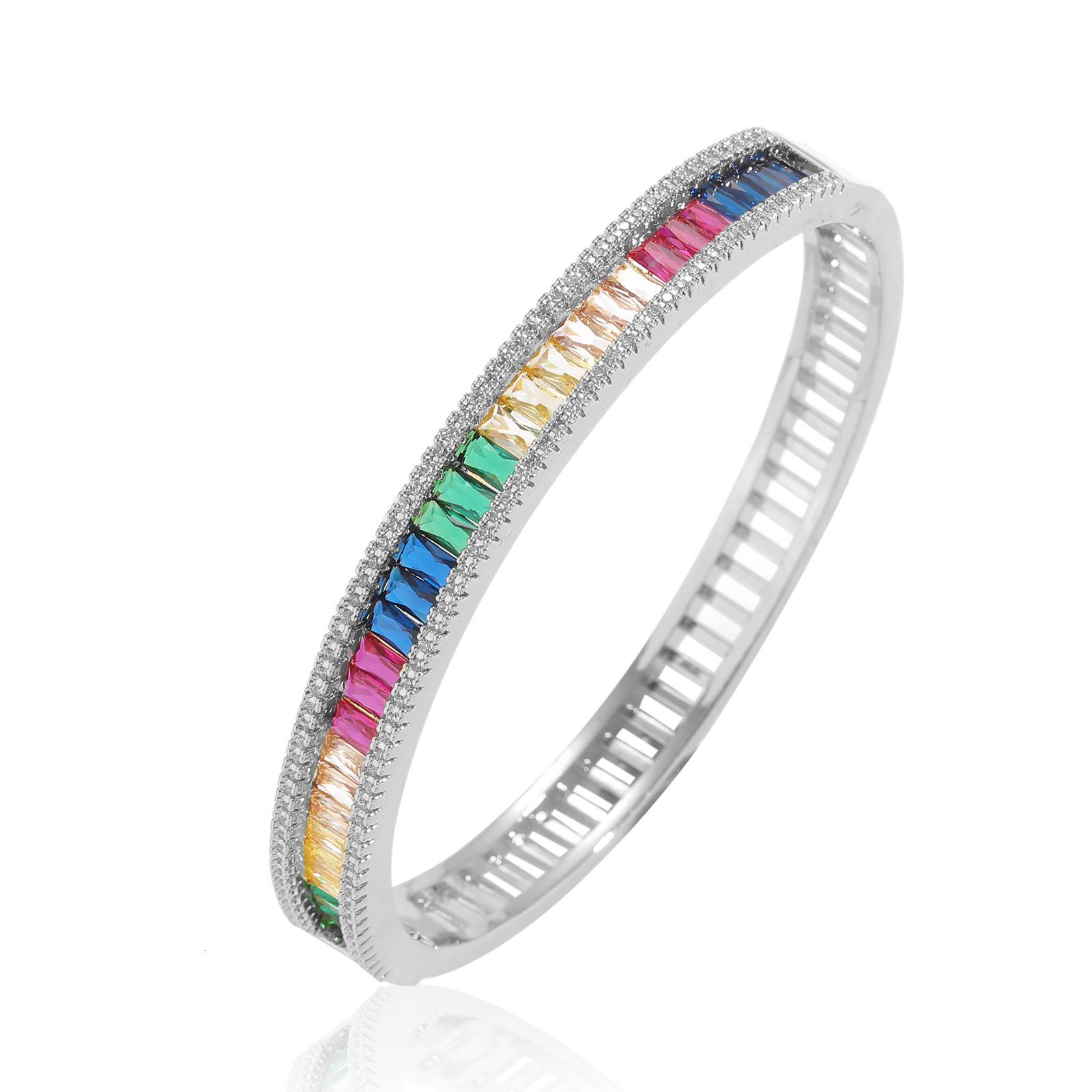 Hip Hop 8mm Colorful Bracelet Hidden Clasp Women Niche Light Luxury Cubic Moissaniteia Personality Trendy Accessories moissanite