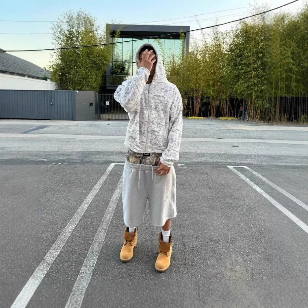 Spring Retro Double Waist Head Shorts Men Loose Fashion High Street Fashion Leisure Short High-quality Sweatpants 250529