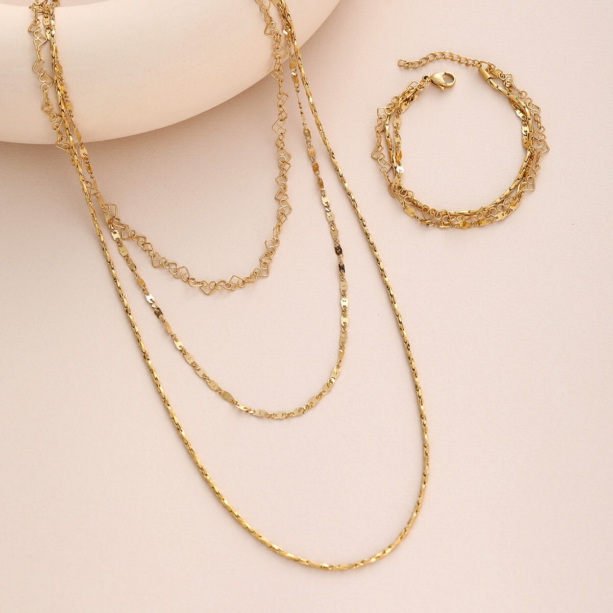 Style Gold-Plated Three-Layer Fashion Versatile Women's Titanium Steel Non-Fading Jewelry