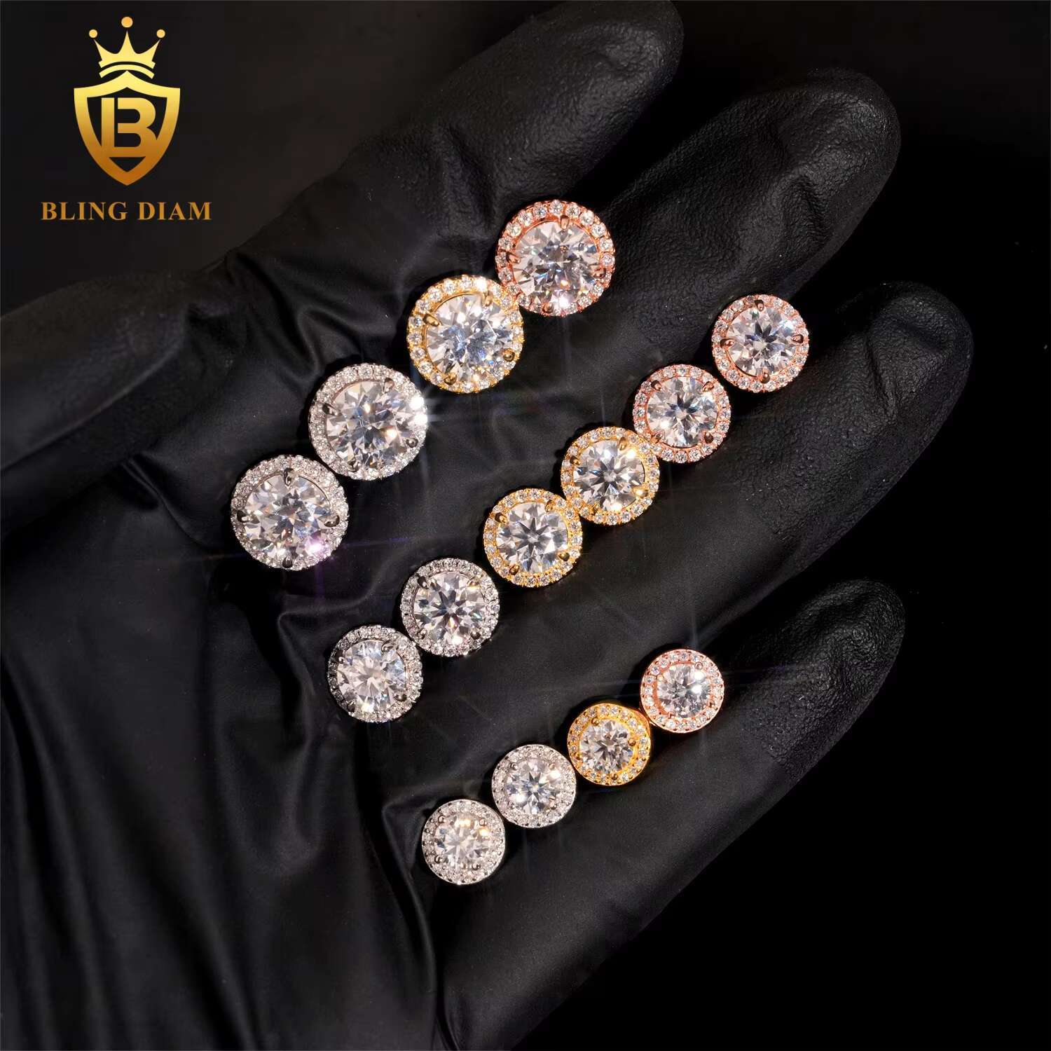 Wholesale Price 925 Silver Moissanite Earrings Brilliant Cut D VVS with Diamond Tester 8mm 9mm Stud Earrings for Women