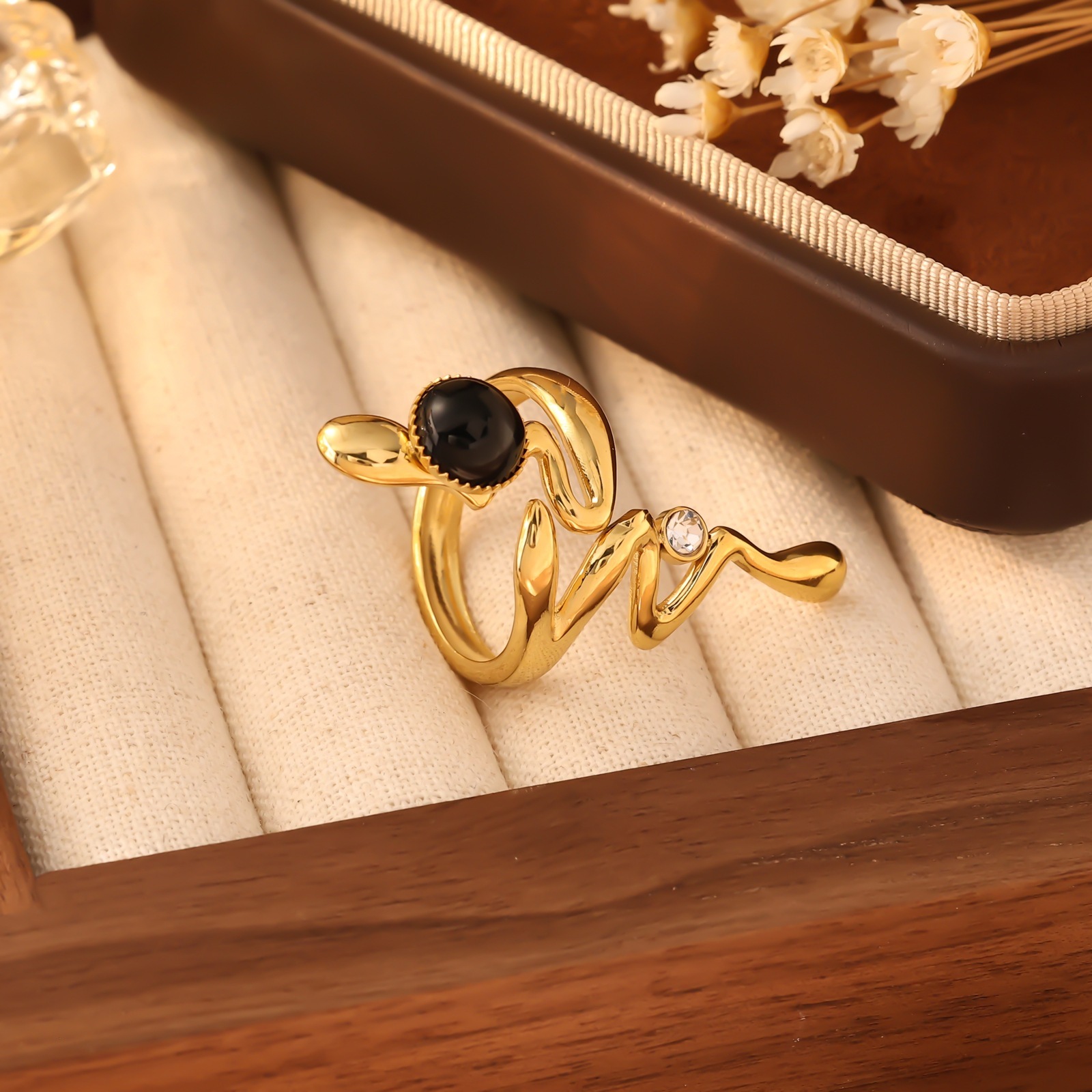 Snake Twisted Design Sense Multi-layer Polished Personality Bold Hip-hop Stainless Steel Ring Jewelry