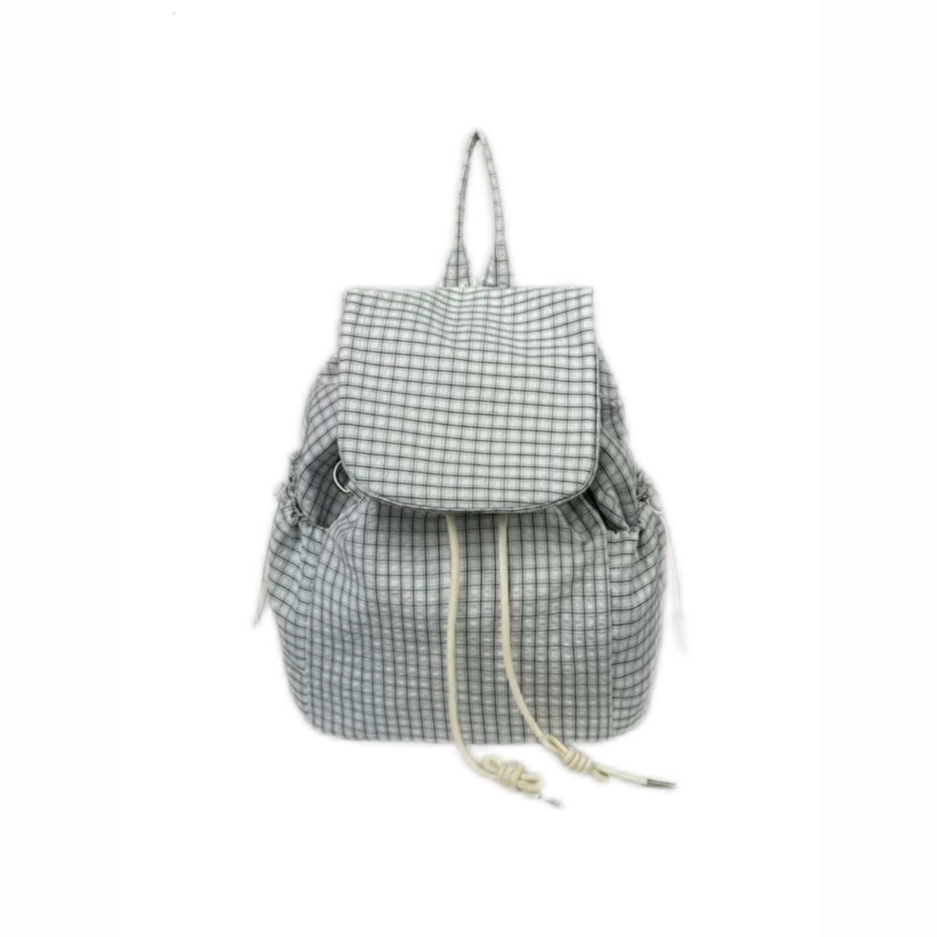 designer Japanese Style Casual Artistic Canvas Backpack INS Fashion Drawstring Wrinkled School Bag Internet Celebrity Nylon Large Capacity Backpack