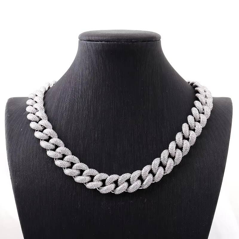 8mm Men's Necklace Sier Bracelet Hiphop Miami Cuban Chain