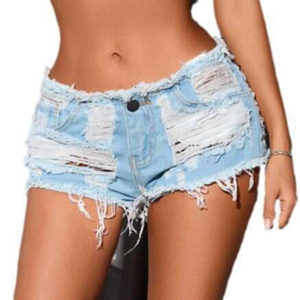 Denim Shorts Jeans Shorts Sexy Low Waist Ripped Denim Frayed Short Shorts For Women Slimming Long Legs Hot Pants Ripped Short Jeans