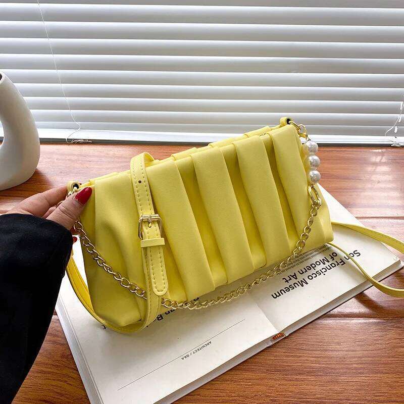 Trendy 2025 Korean Version Pleated Small Square Shoulder Bag - Ins Popular, Versatile Armpit Carry for Women