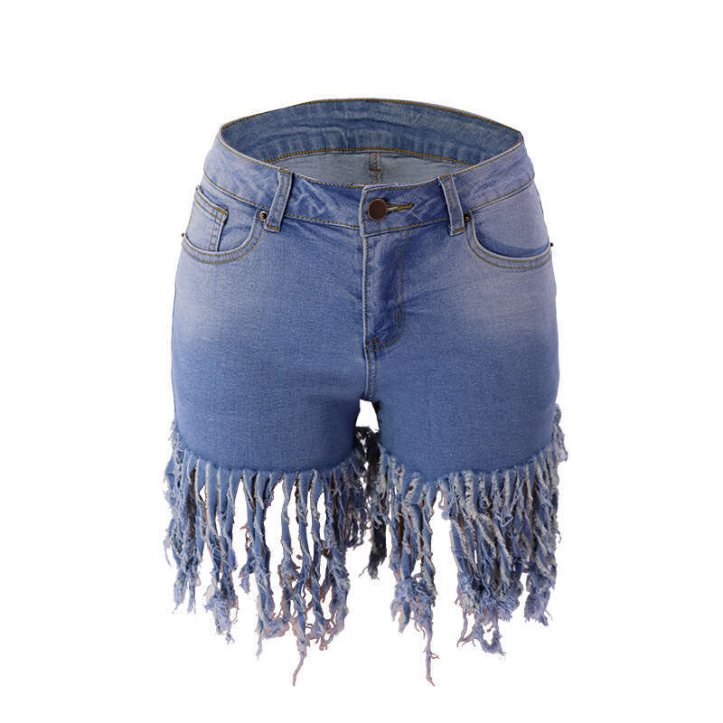 Denim Shorts Jeans Shorts Spring American Trendy Fringe Denim Shorts For Women Ripped Short Jeans