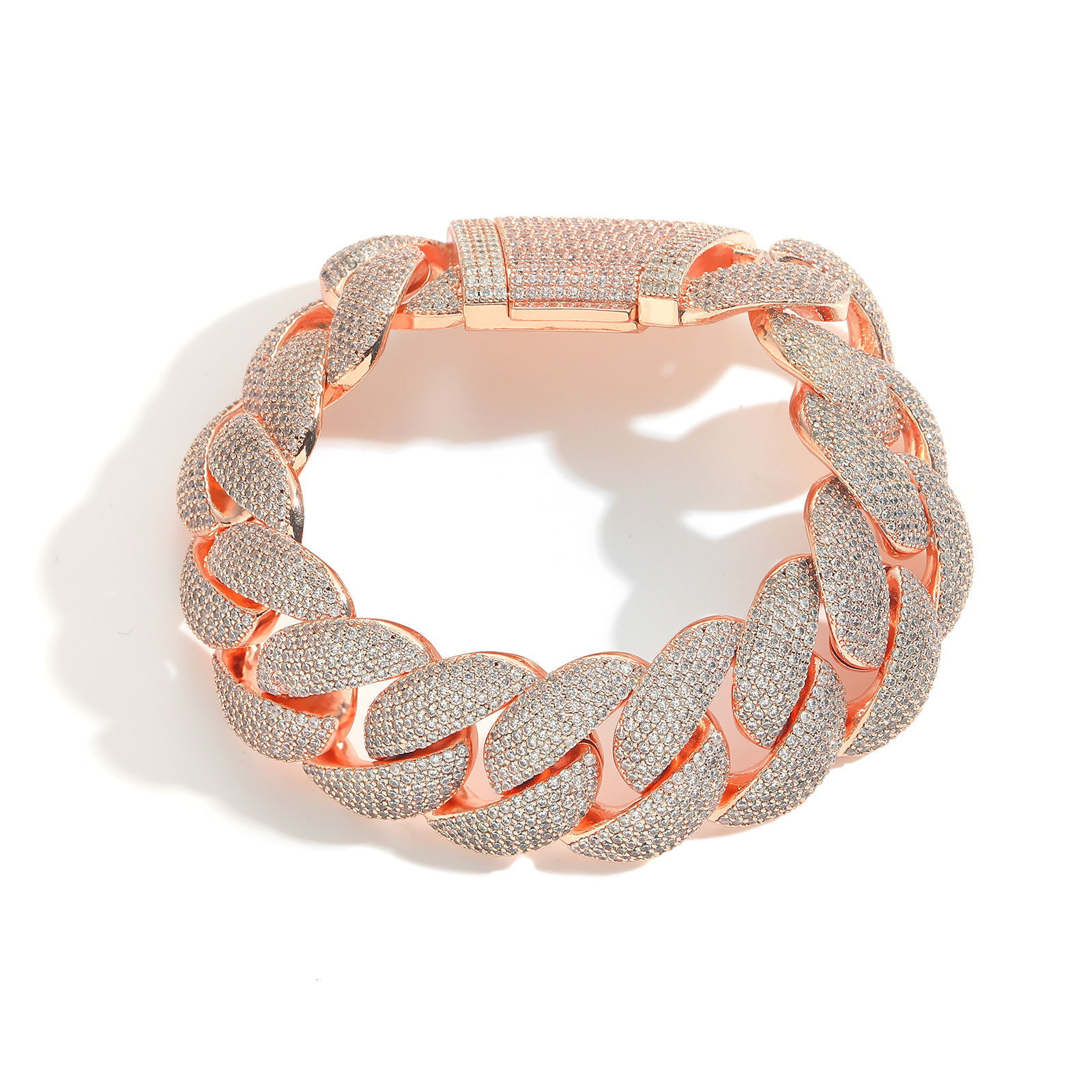 Hip hop rose gold 22mm bubble Cuban chain bracelet trendy brand mens personalized hip-hop accessory bracelet moissanite