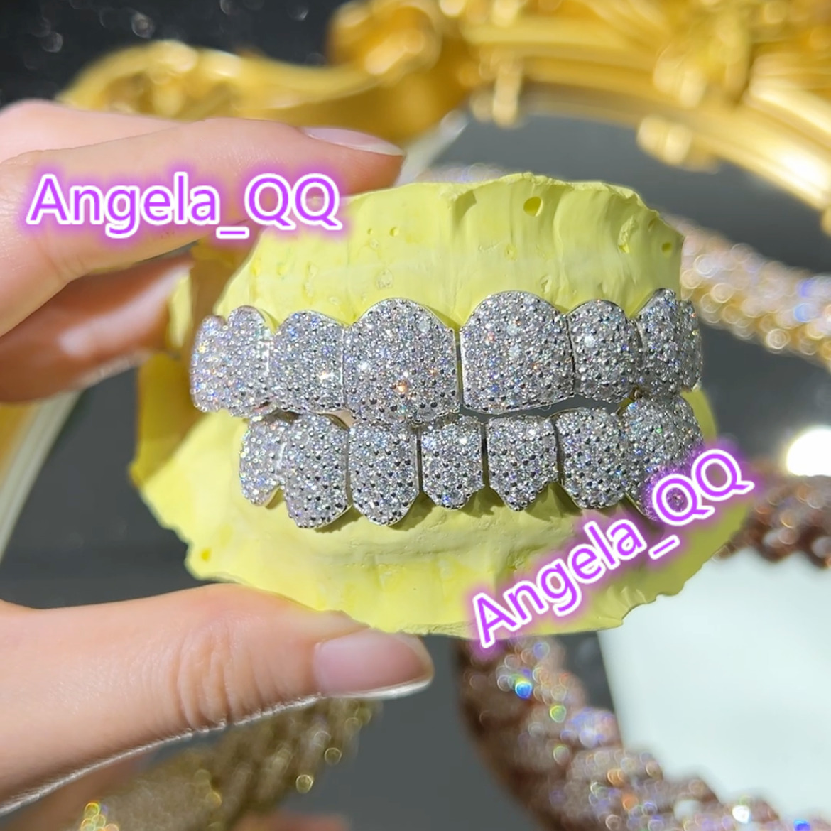 Custom Made Personalized VVS Moissanite Diamond Dental Grills Mens Hip Hop Jewelry 925 Sterling Silver Iced Out Grillz for Teeth