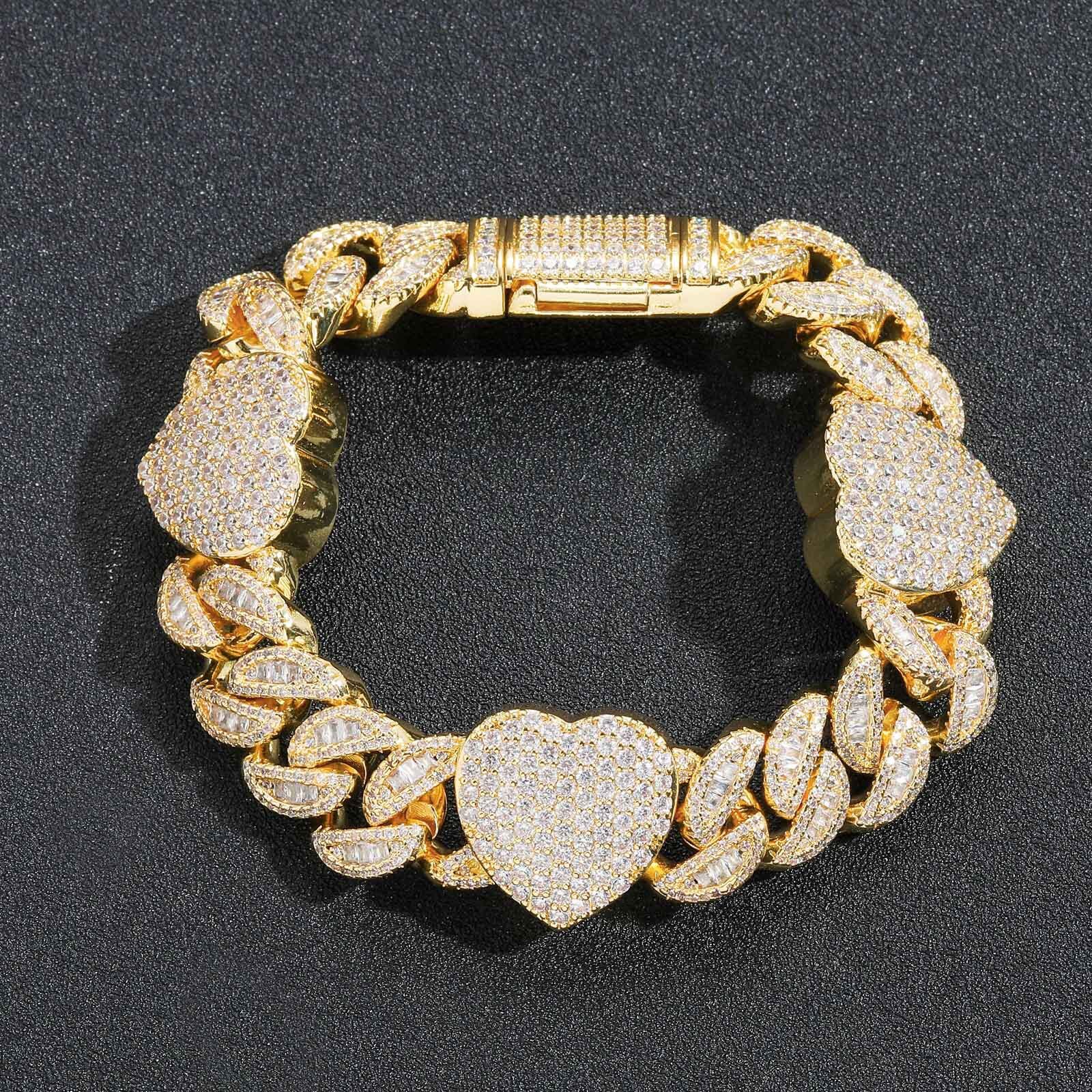 New 15mm Love Cuban Chain T Square Moissanite Full Diamond Trendy Mens Hip Hop Accessory moissanite
