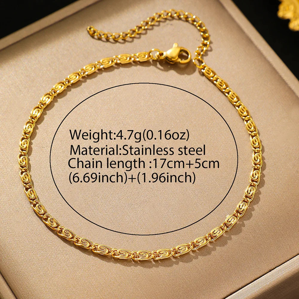 FTCY Stainless Steel Chain Bracelet for Women Gold Color Lightweight Womens Bracelet Foot Ankle Jewelry Accessories 250528