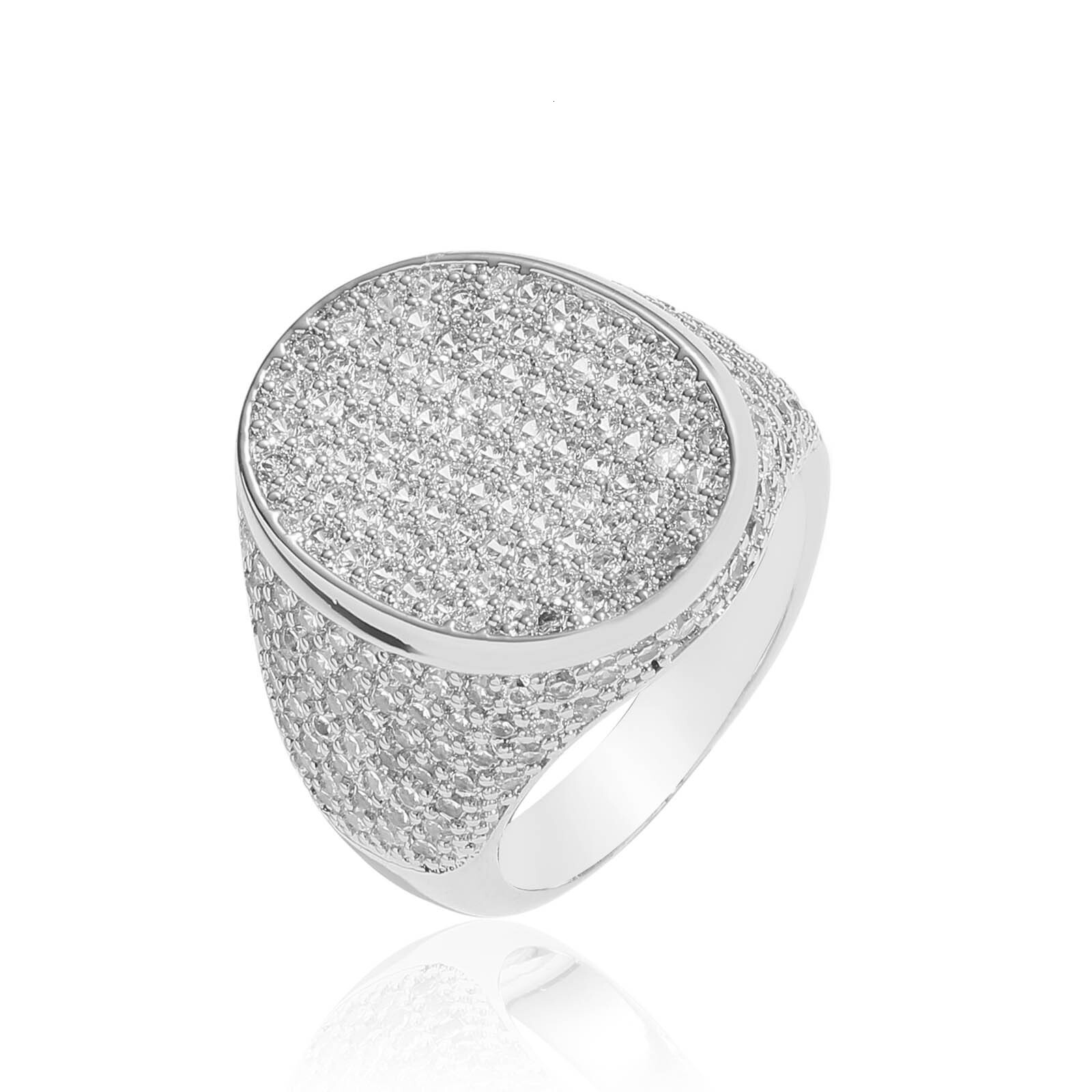 Hip Hop Oval Ring Micro Set Moissanite Full Diamond Personalized Trendy Brand Mens Rap Diamond Ring Accessories moissanite
