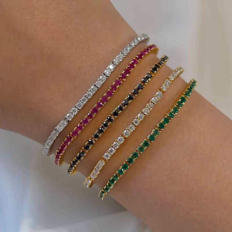 Gold-Plated Silicone 2mm 3mm 4mm 5mm Sterling Sier Women's Fashion Tennis Bracelet