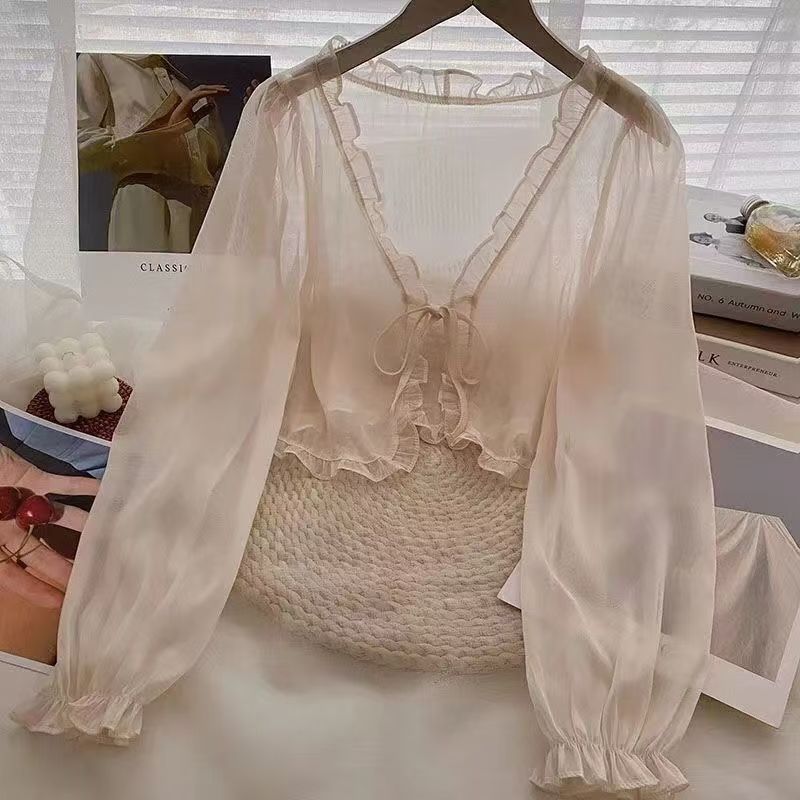 K899 Small shawl with suspender skirt, outer cover, chiffon cardigan, female summer student sun protection clothing, super fairy short style
