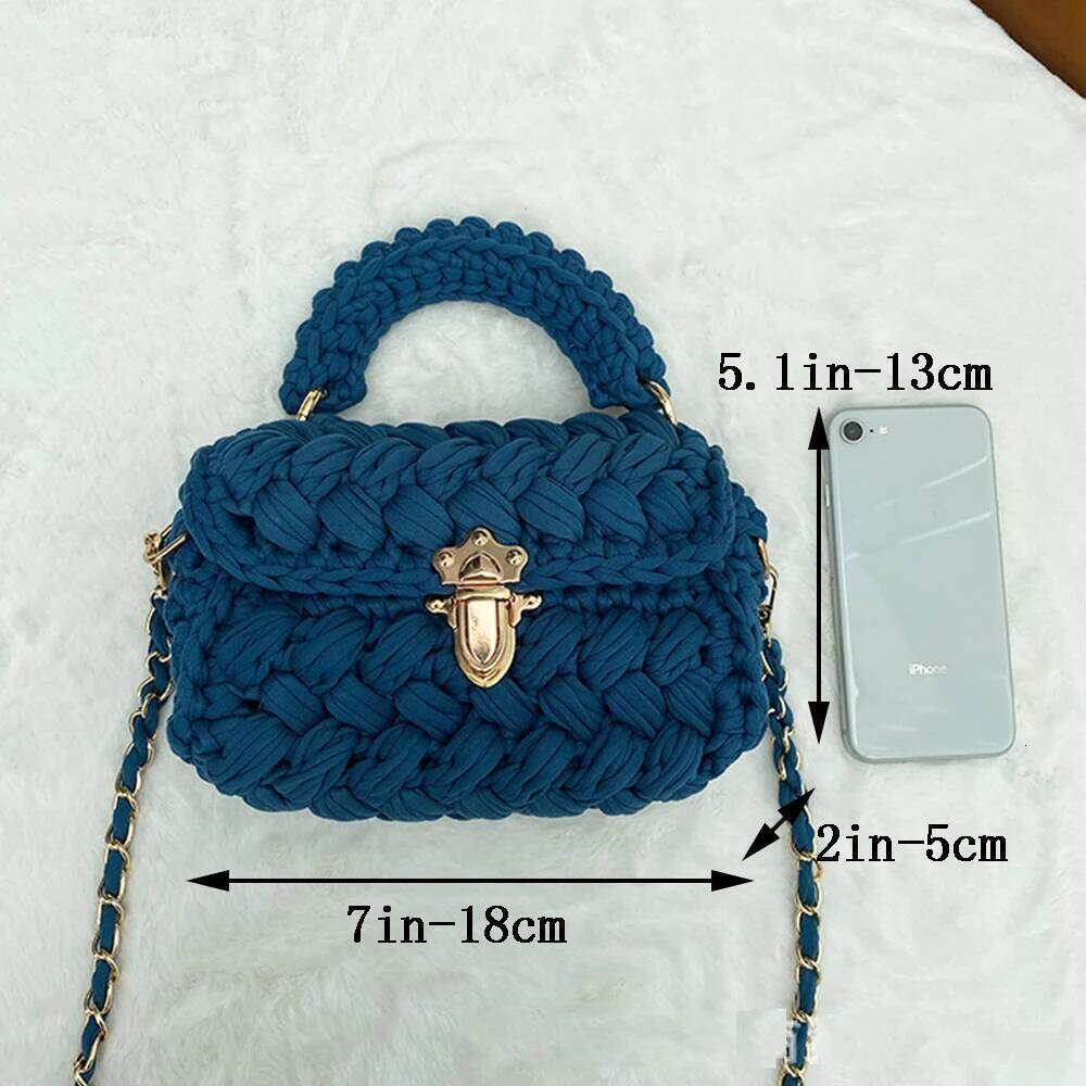 Fashion Rope Knitting Handbag Designer Chains Woven Shoulder Crossbody Bags For Women 2021 Small Square Flap Lady Purses