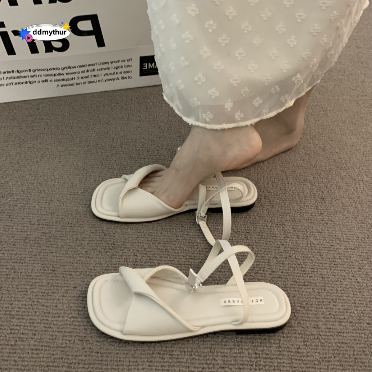 Versatile Comfortable Sandals for Women 2025 Spring Summer New Chunky Heel Open Toe Niche Style Roman Shoes to Match Dresses ddmythur