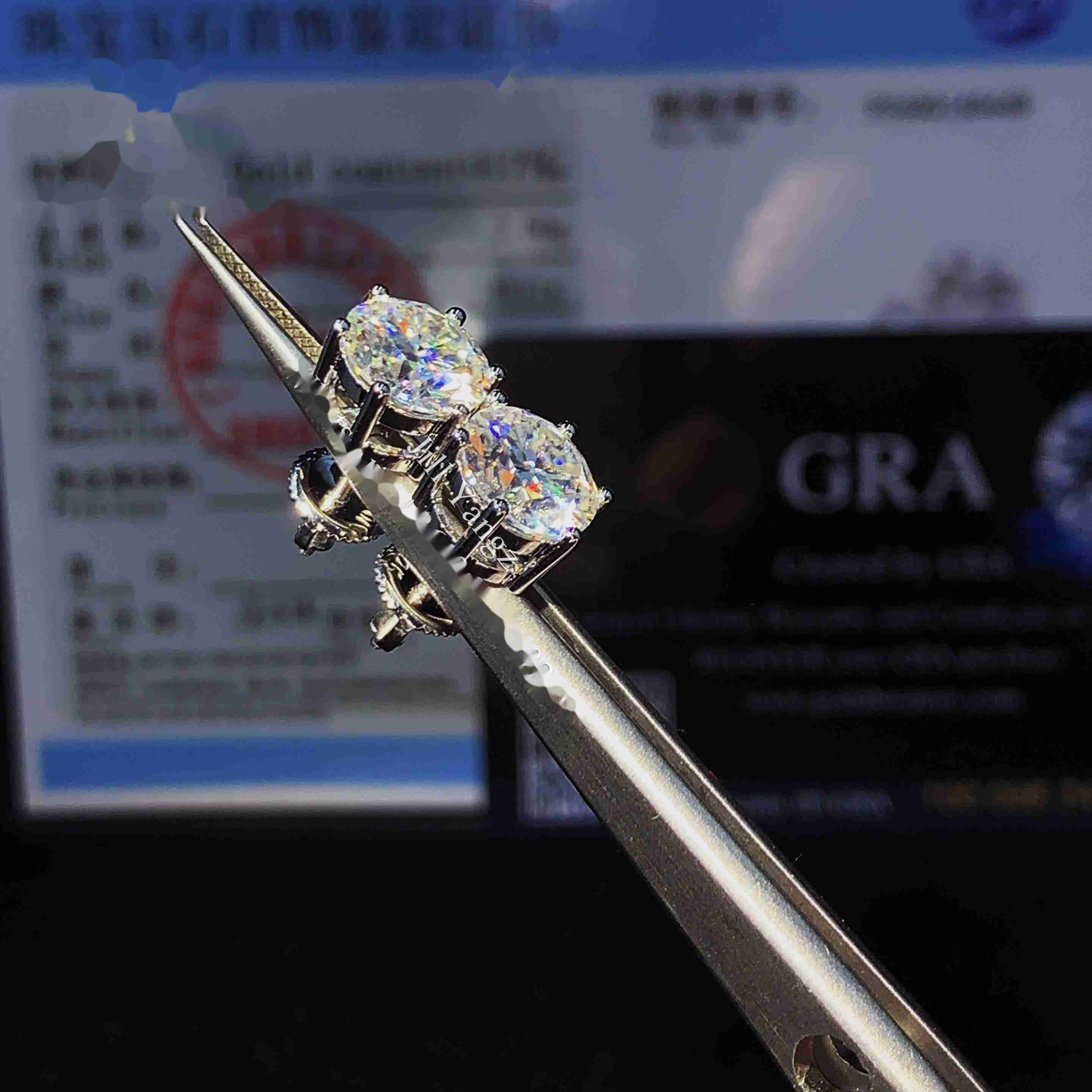 Fine Jewelry Manufacturer 10k 14k 18k Solid Gold Jewelry Moissanite Stud Earring Stud Earrings VVS Moissanite GRA Luxury