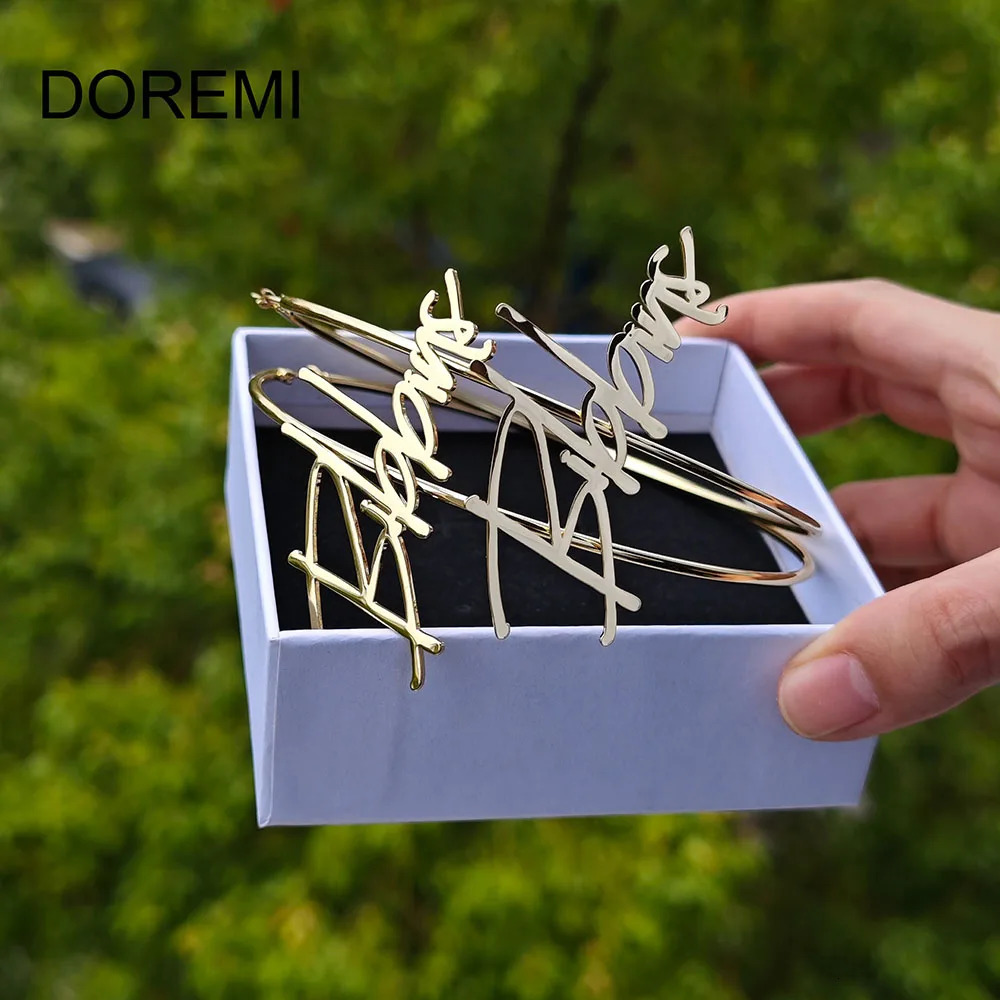 DOREMI Custom Name Earring With Stainless Steel Letter Round Drop Name Custom Name Earrings Female Anti-allergy Jewelry 250529