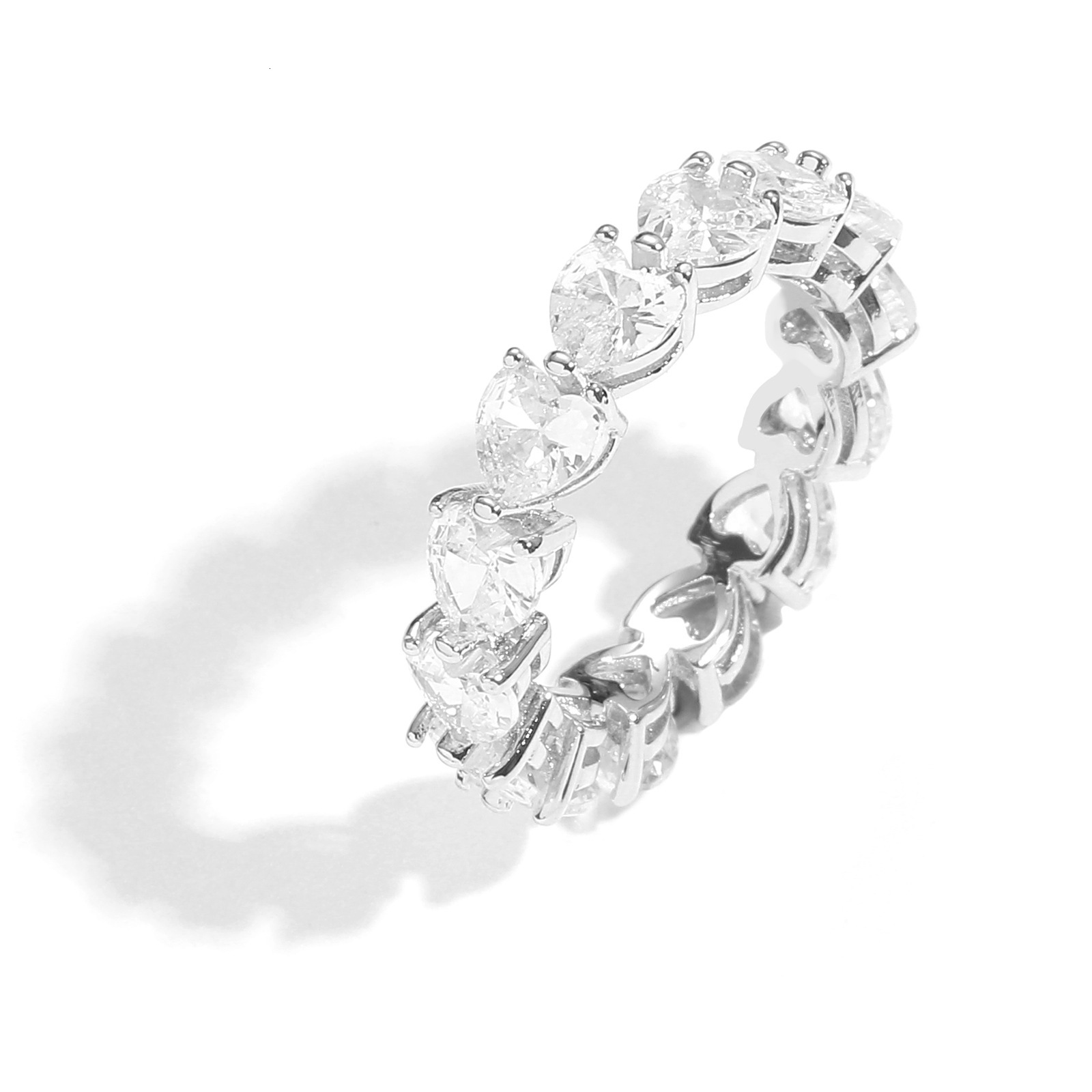 New Hip Hop Love Pink Moissanite Ring Personalized Mens and Womens Heart shaped Ring moissanite