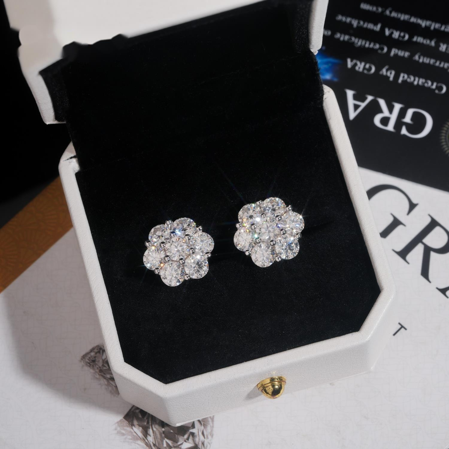 RTS Moissanite Diamonds Stud Earring Fine Jewelry Gold Plated 925 Sterling Silver Iced Out VVS Moissanite Screw Back Earrings