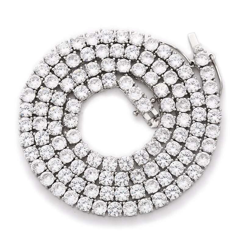 4mm 5mm 6mm Width Fashion Copper Iced Out Cubic Zircon Tennis Chain Necklace Rose Gold Silver Color Wholesale Drop Shipping