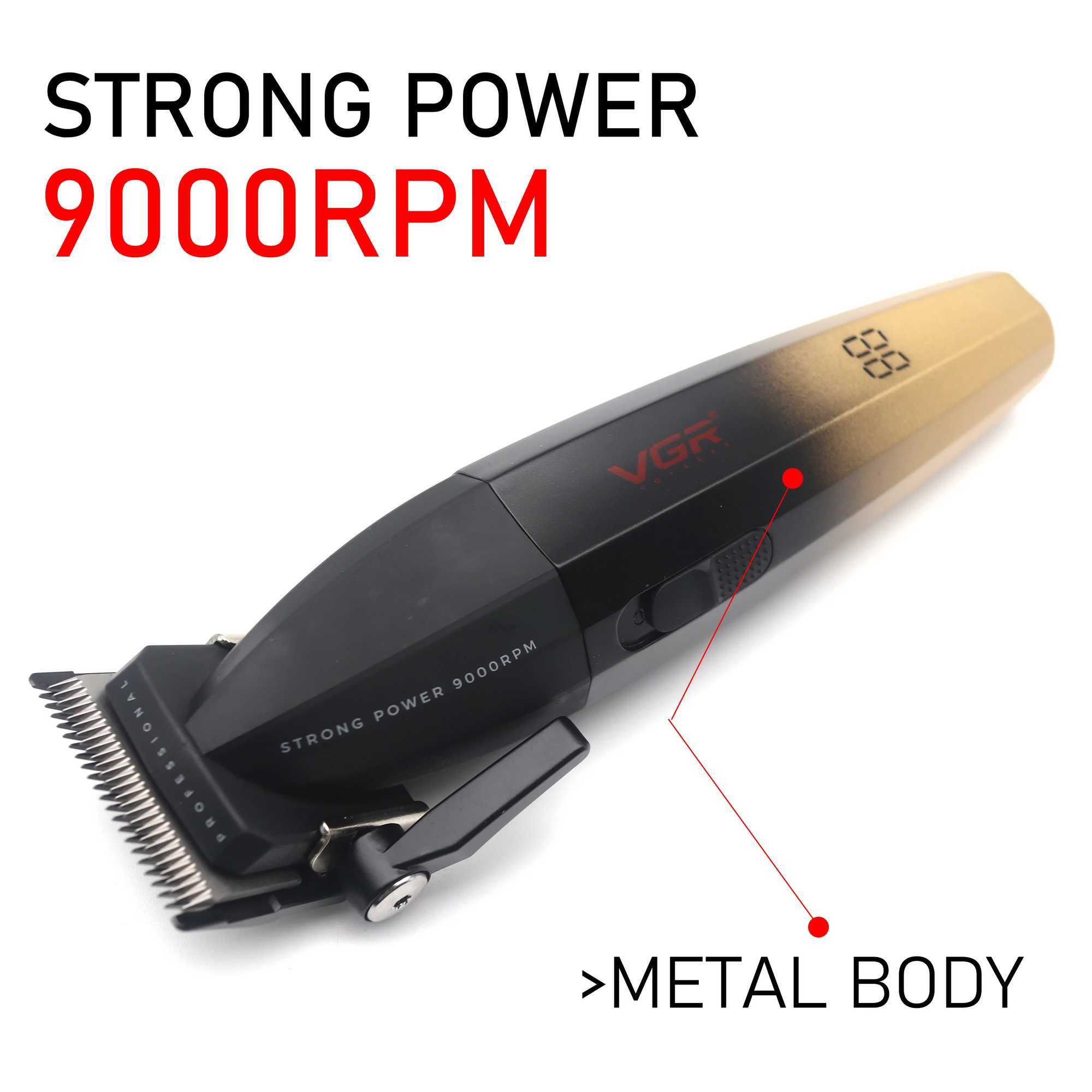 VGR 003 906 308 Profesional Hair Clipper Kit for Men DLC Blade Full Metal 9000RPM Mens Barber Machine Barber Shop S2562 - view 4