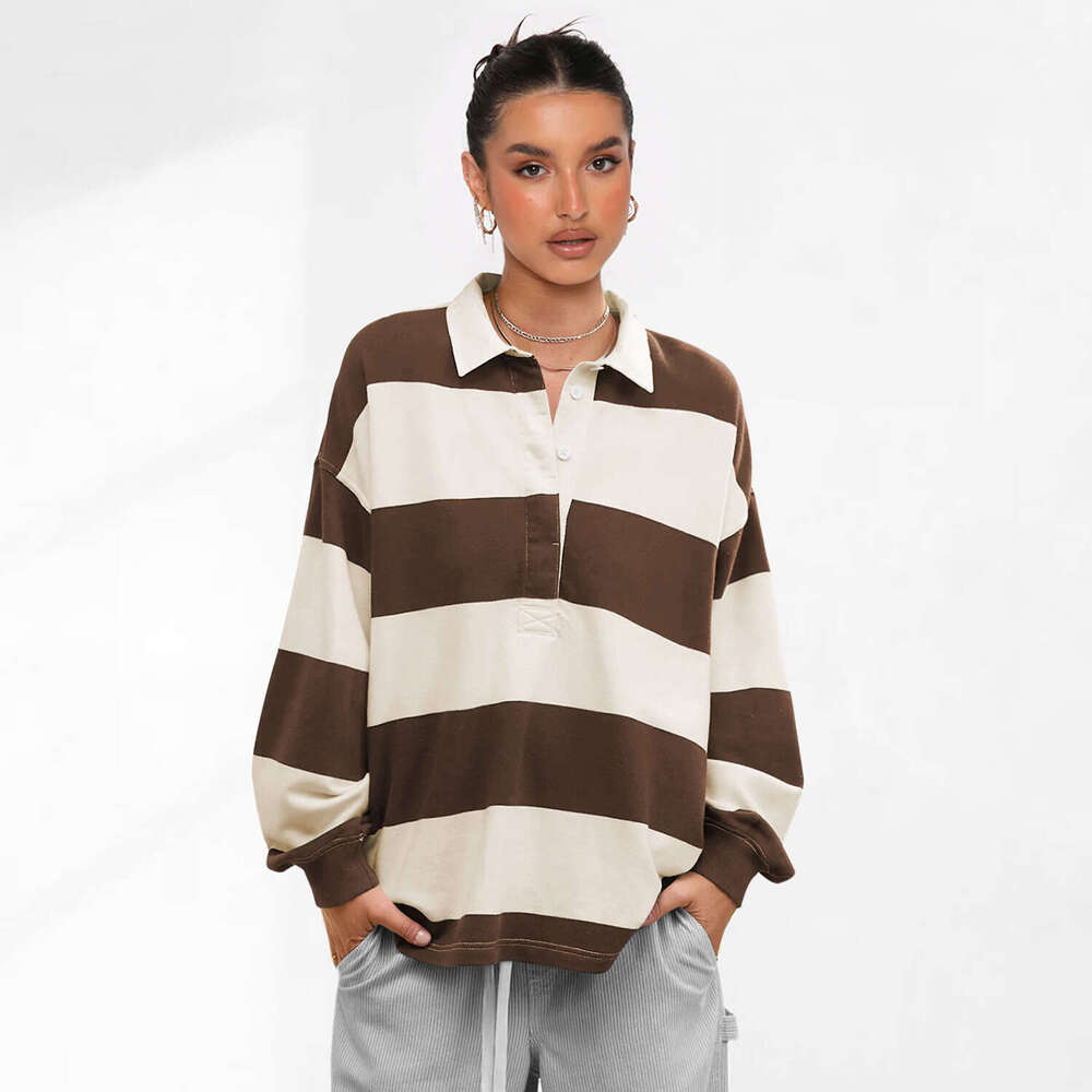 2025 Hot Selling New Women's Fashion Autumn Personality Casual Striped Plus Size Loose Sweatshirt