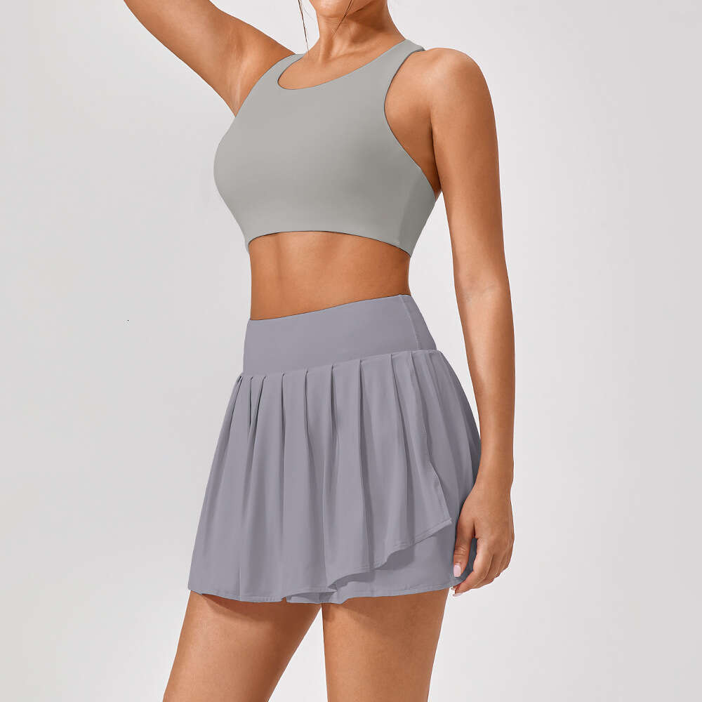 Summer New Clothing for Women Outdoor Sports Running Set Slim Fit Elastic Yoga Fitness Pleated Skirt designer bag