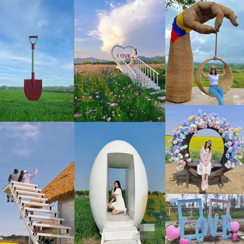 Modern Agriculture Field Check-in Device Large Iron Shovel Giant Dinosaur Egg Rice House Internet Celebrity Bird's Nest Buddha Hand Swing