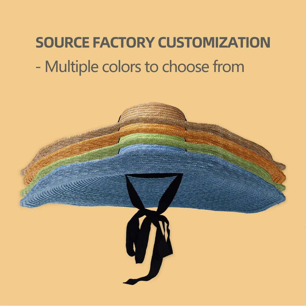 Large Size Adjustable Panama Summer Luffy Floppy Wide Brim Sun Bucket Hat Straw Beach Hats Women