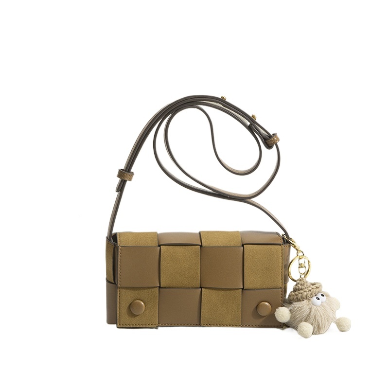 designer 01-Custom European and American Retro Color-Block Plaid Shoulder Bag Autumn Winter New Woven Crossbody Bag for Women Niche Small Square Bag